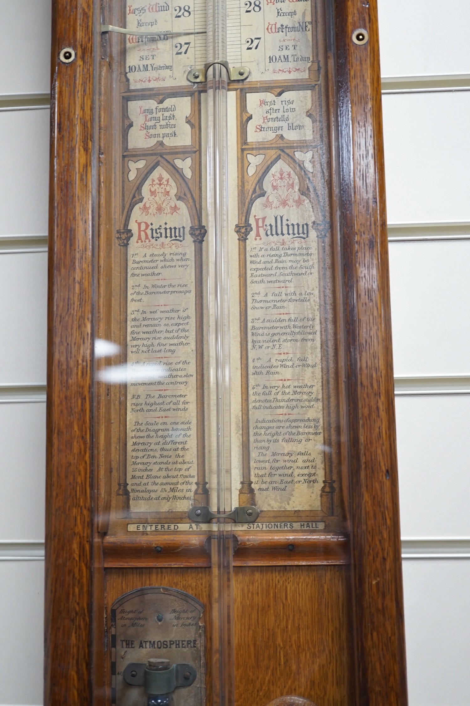 An Admiral Fitzroy oak cased barometer, 117cm *Please note the sale commences at 9am.